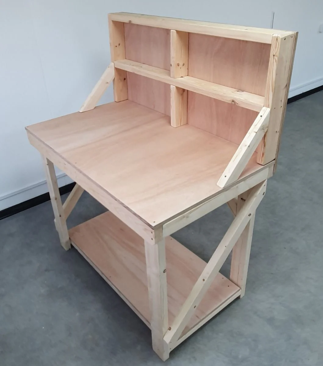 Wooden Workbench 18mm Eucalyptus Hardwood Top With Back Panel - Image 4