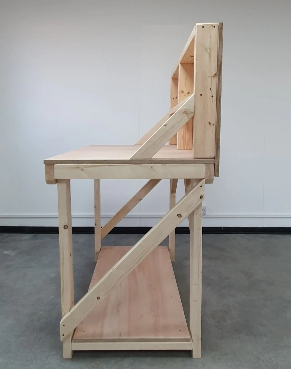 Wooden Workbench 18mm Eucalyptus Hardwood Top With Back Panel - Image 5