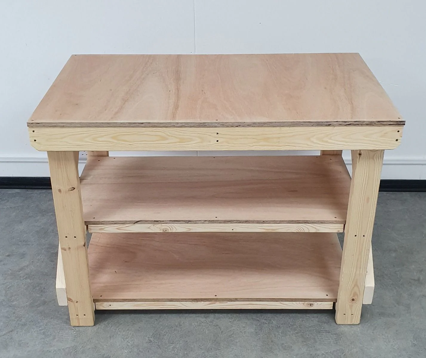 Wooden Workbench 18mm Eucalyptus Hardwood Top With Double Shelf - Image 5