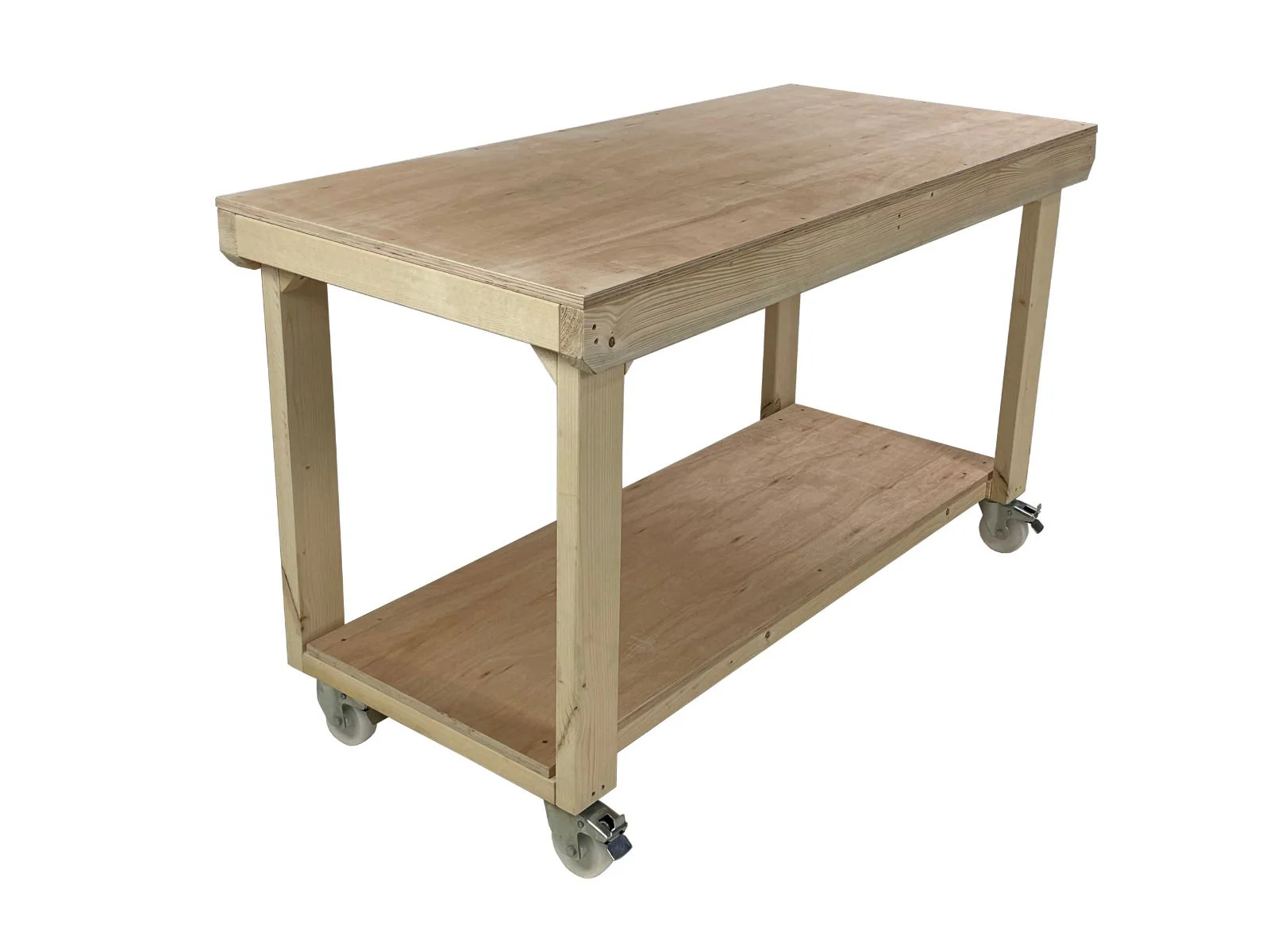 Wooden Workbench 18mm Eucalyptus Hardwood Top With Wheels