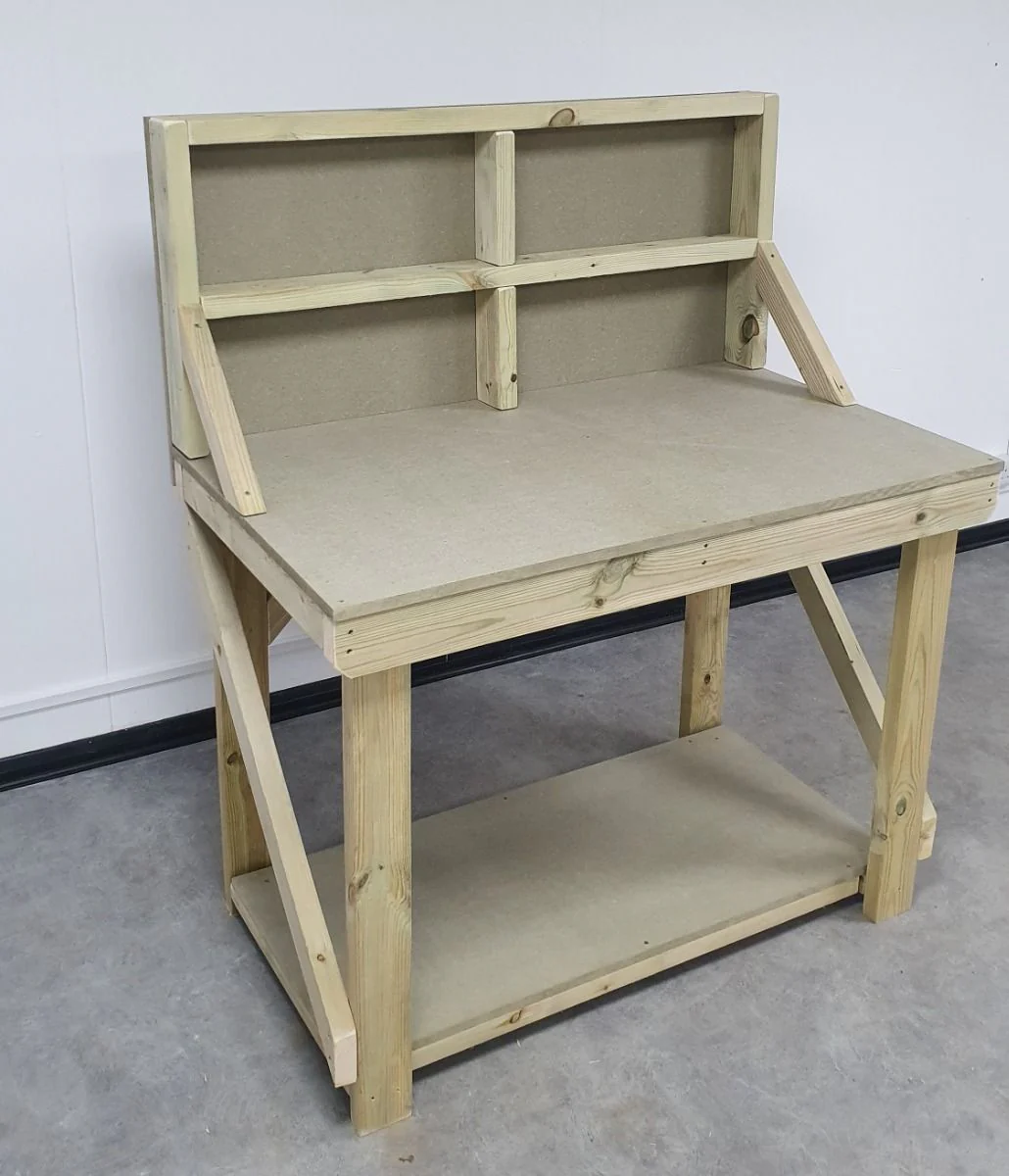 Wooden workbench 18mm uniMDF Moisture resistant top with back panel - Image 3