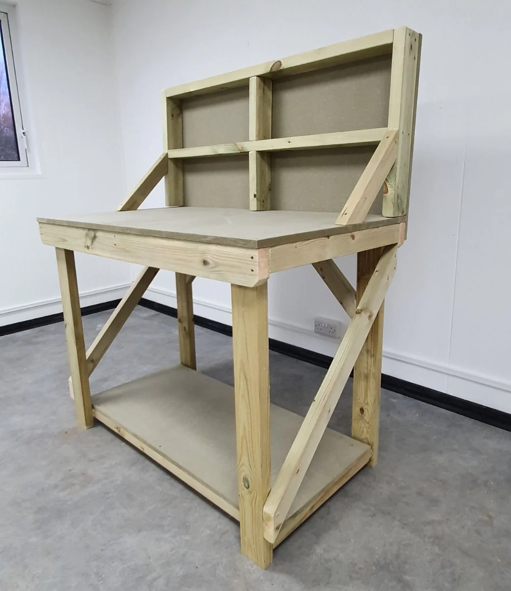 Wooden workbench 18mm uniMDF Moisture resistant top with back panel - Image 4