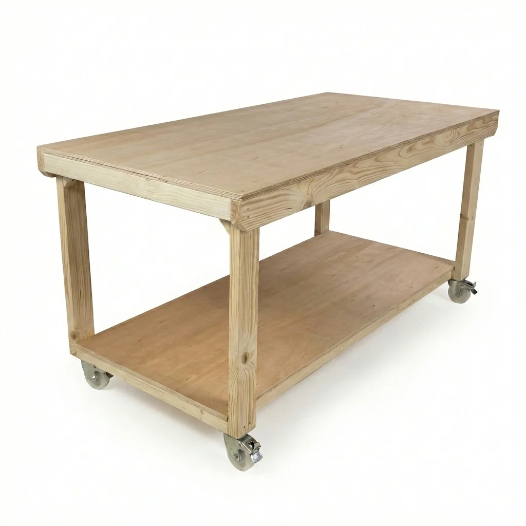 Wooden Workbench Eucalyptus Hardwood Top Depth-3ft with Wheels - Image 9