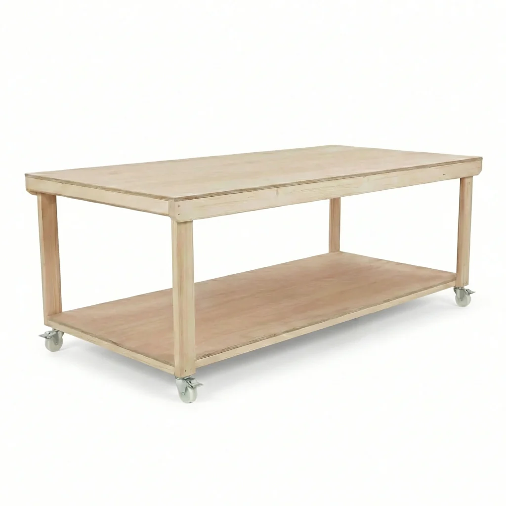 Wooden Workbench Eucalyptus Hardwood Top Depth-4ft with Wheels - Image 10