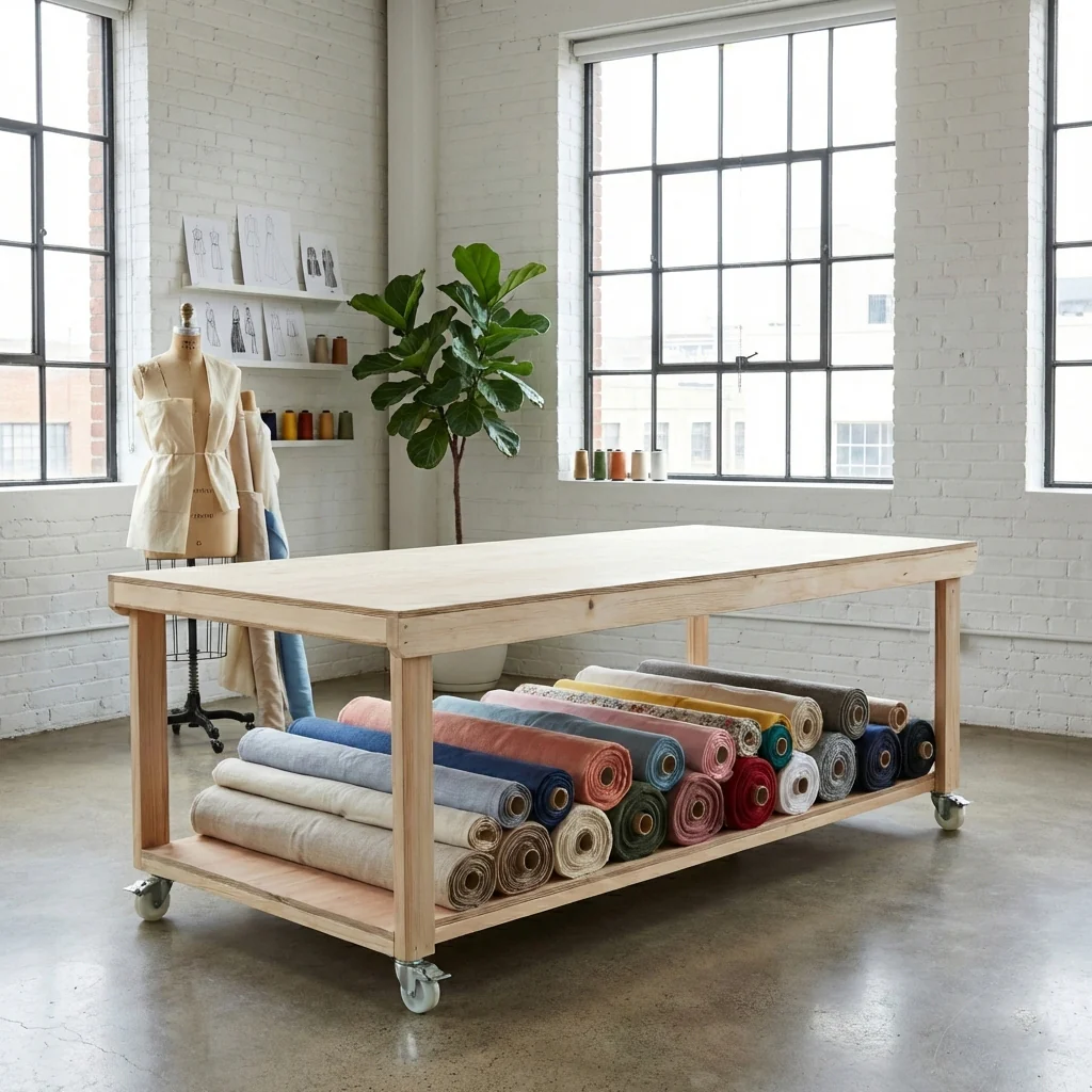 Wooden Workbench Eucalyptus Hardwood Top Depth-4ft with Wheels - Image 5