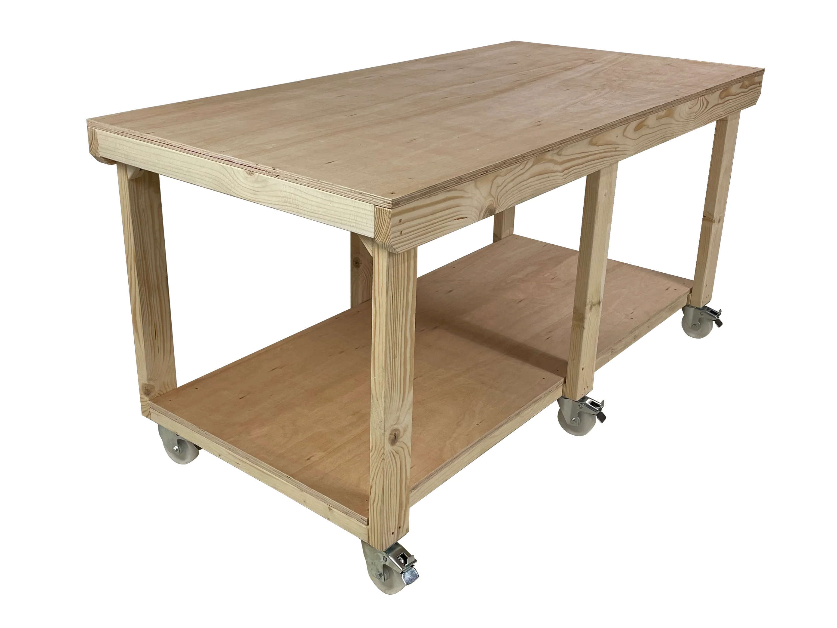 Wooden Workbench Eucalyptus Hardwood Top Depth-4ft with Wheels - Image 9